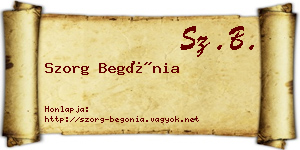Szorg Begónia névjegykártya